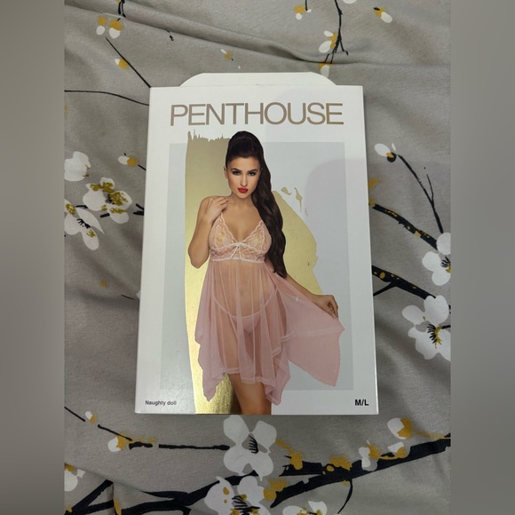 Penthouse Pink Babydoll Thong Set - Picture 1 of 2
